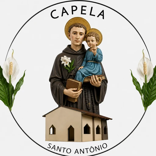 Capela Santo Antônio: Santo Antônio com o Menino Jesus sobre a capela. Toque para conhecer a nossa história.